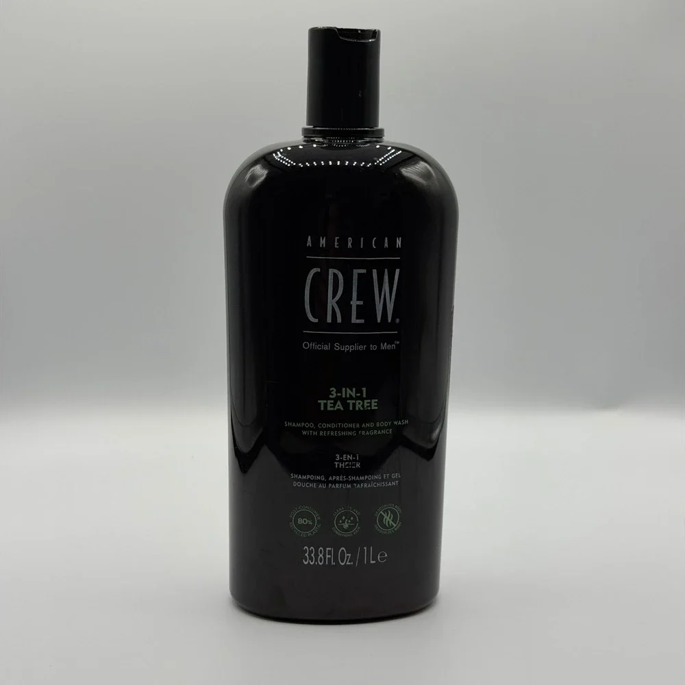 American Crew 3-in-1 Tea Tree Shampoo Conditioner Body Wash 33.8 oz 1L Mens